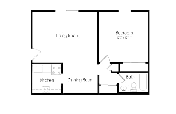 Floor Plan  1 bedroom classic floor plan at Renova of Brunswick, Brunswick, 44212